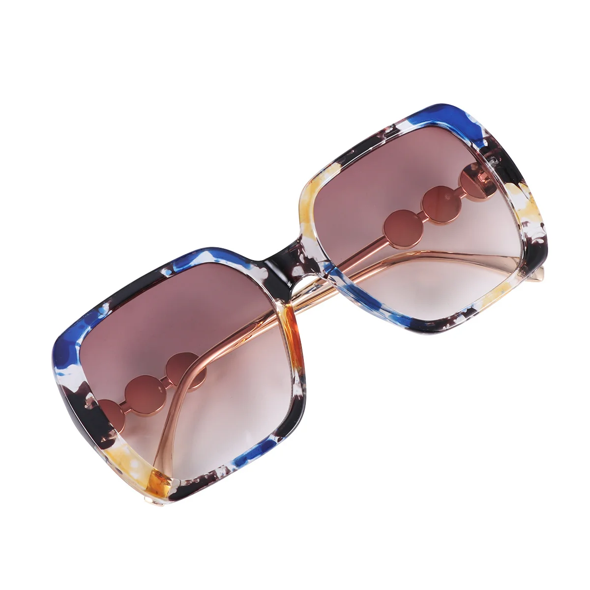 

Blue Floral Frame Sunglasses For Women Pearl Decorated Uv Protection Compact Plastic Pc Material Outdoor Shades Pearls