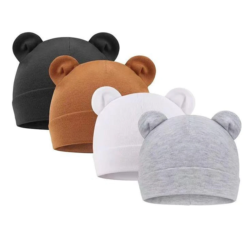 

Cute Newborn Hat for Girls Boys Beanie Cute Bear Ears Turban Hats Cotton Infant Bonnet Solid Color Kids Cap Baby Accessories