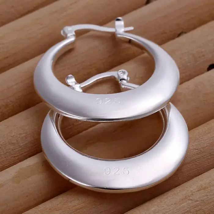 silver color women lady wedding party hot sale fashion Crescent earrings Simple Round E077