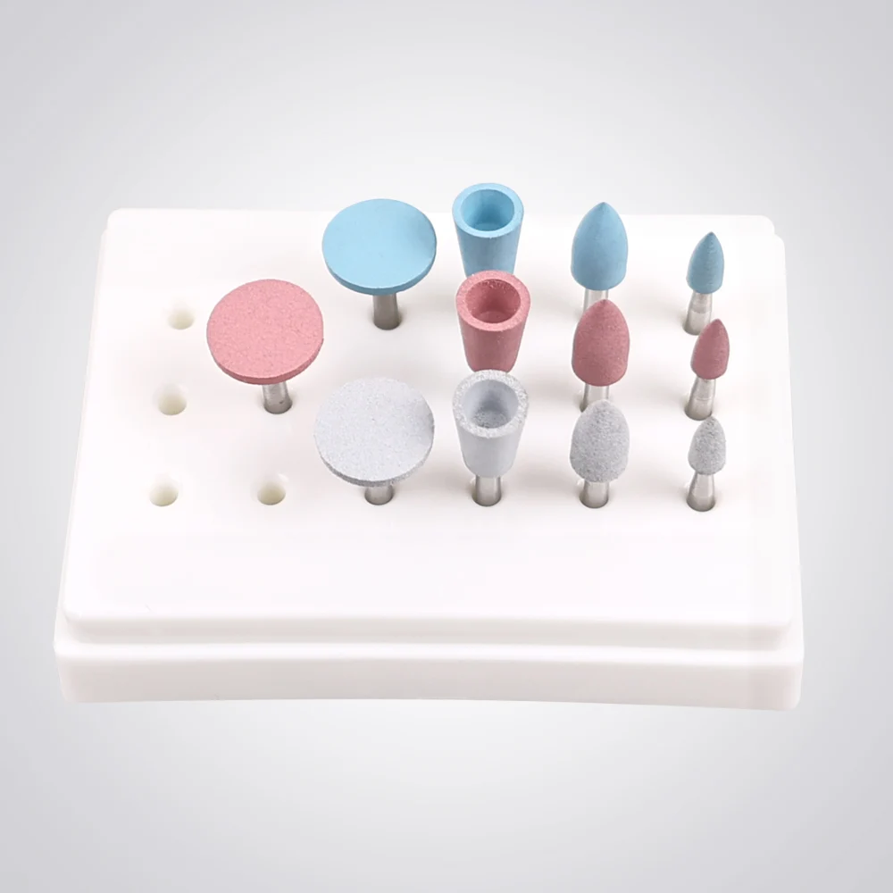 12Pcs/Set Mix Dental Silicone Rubber Grinding Heads Teeth Polisher Low-speed Machine Composite Flnish and Polish For Dentist