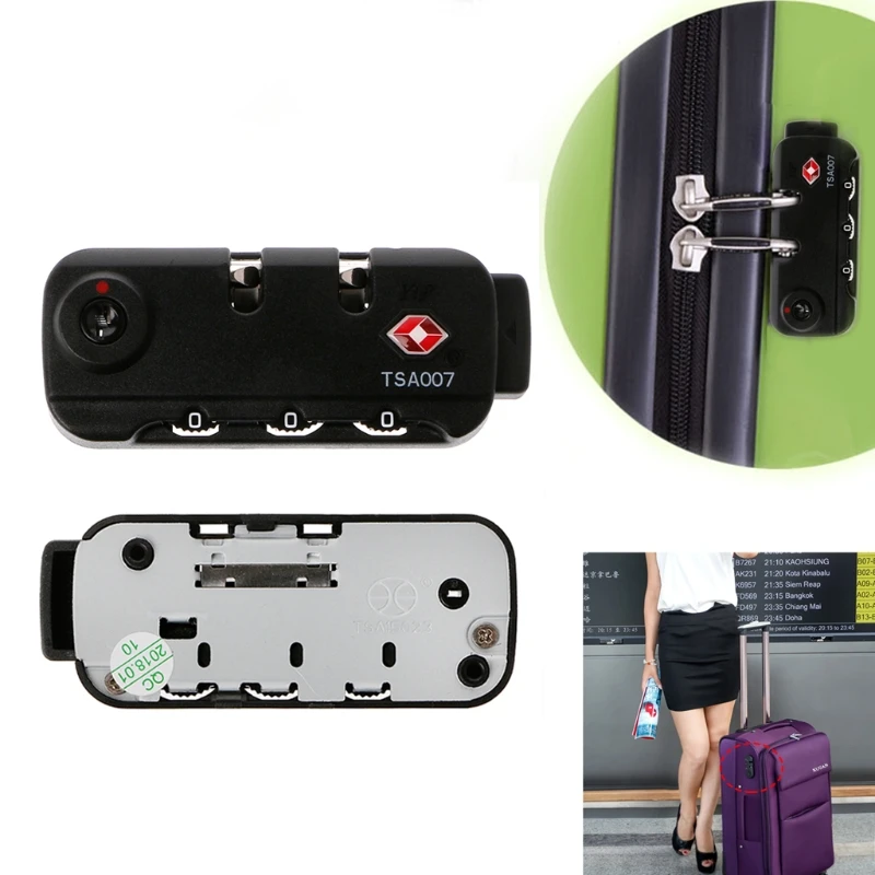 TSA Secure 3 Digit Combination Padlock Lock Luggage Suitcase Travel Code Lock