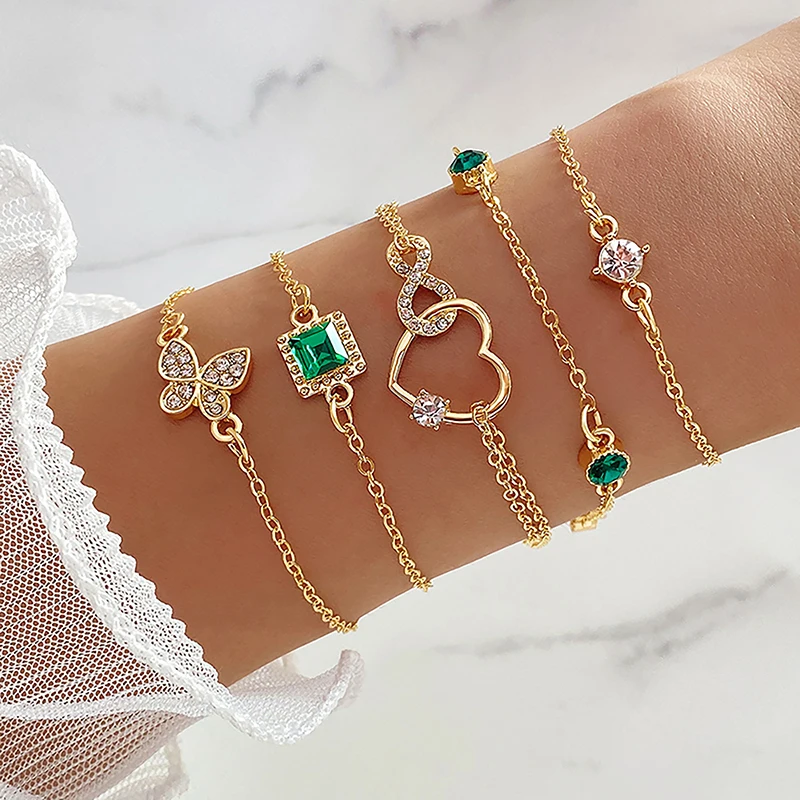 

Fashion Geometric Crystal Bracelet For Women Elegant Hollow Heart Chain Bracelet Gifts