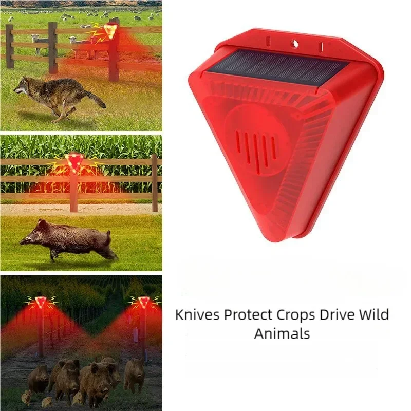 

Solar Outdoor Alarm LED Flashing Warning Strobe Light 129 Decibels Dog Barking Sound Security Siren For Home Villa Farm Barn