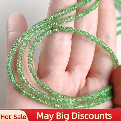 Nature GemStone Green Color Tsavorite Roundelle Faceted 2.5-3mm 40cm  for DIY Jewelry Making  Loose Beads Party