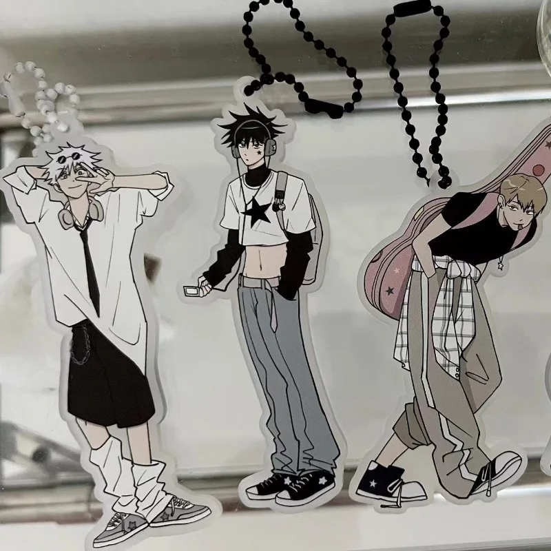 Jujutsu Kaisen قلادة Gojo Satoru ظهره سحر أنيمي سيارة حلقة رئيسية الديكور الأزياء الكرتون الشكل المفاتيح لعبة المجوهرات