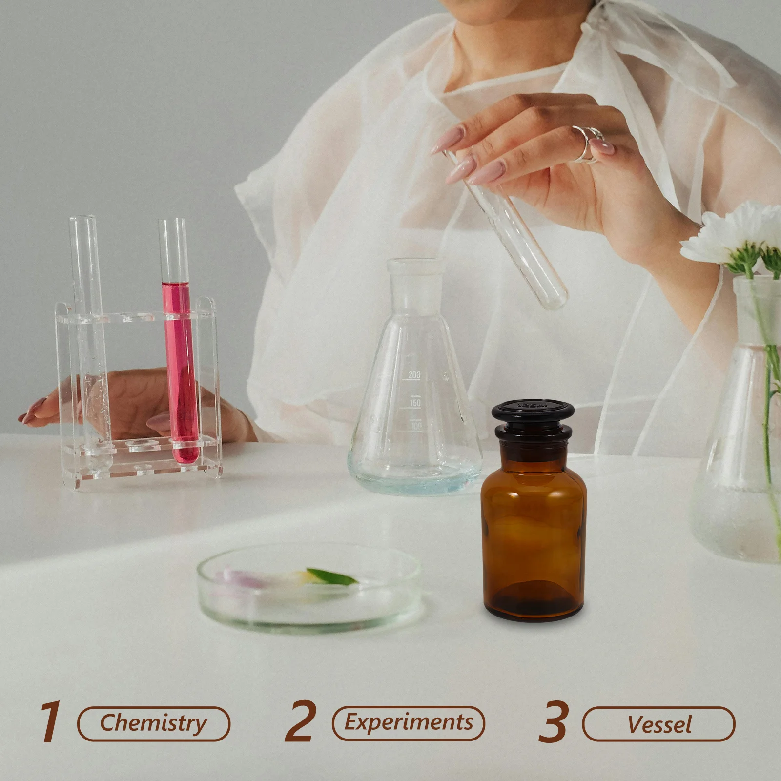 Lab Glass Reagent Bottle Amber Wide Mouth 125Ml Clear Scientific Storage Bottle Uv Protection Chemical Container