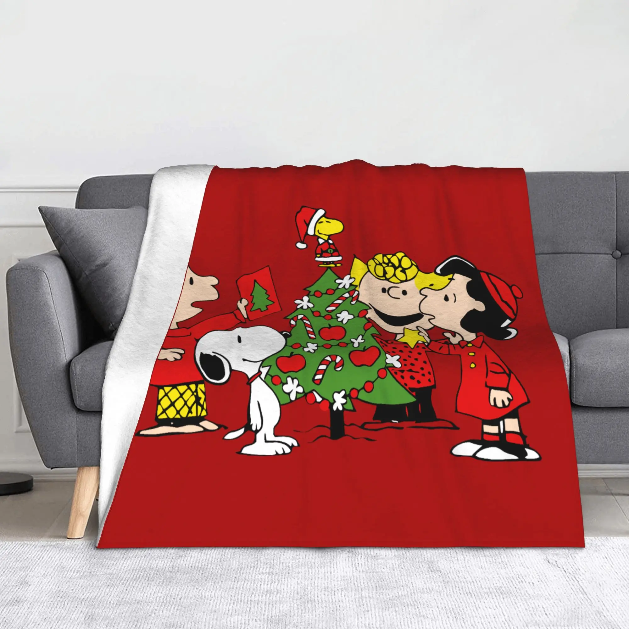 Manta de Snoopy de grupo navideño de maní, manta de felpa de lana Coral para verano, mantas multifunción para cama, ropa de cama para dormitorio