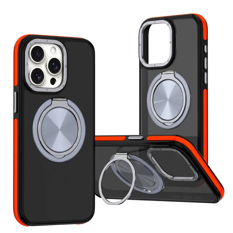 

360 Degree Rotating Fold Magnetic Stand Phone Case For Iphone 16 15 11 12 13 14 Pro Max Luxury Anti-slip Frame Design Cover Cap