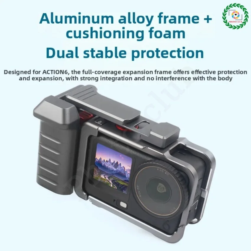 سبائك الألومنيوم الشارع التصوير قبضة ل DJI Osmo Action 6 المغناطيسي الإفراج السريع قفص قبضة عدة ل DJI Action 6 الملحقات