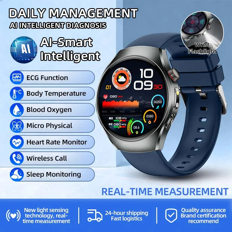 

LIGE For Women Men Smartwatches AI Smart Intelligent ECG+PPG Body Fat BMI 1.43inch SmartBand High Beam Flashlight Smart Watches