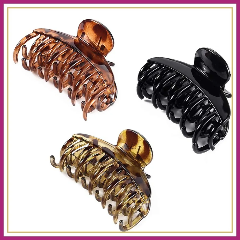 

3 Pack 2.5 Inch Hair Claw Clips for Women, Double Row Teeth Plastic Jaw Clips for Thick Medium Thin Hair