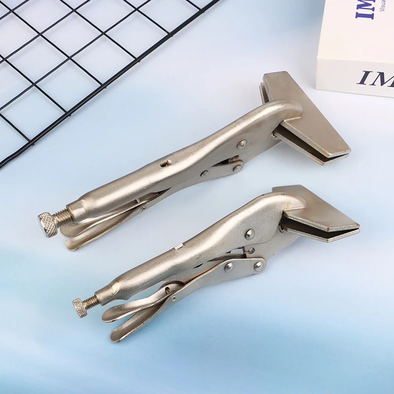

1pc 8-Inch Locking Vice Grip Pliers Adjustable Welding Clamp Carbon Steel Flat Ergonomic Handle Nose Manual Tool For Woodworking