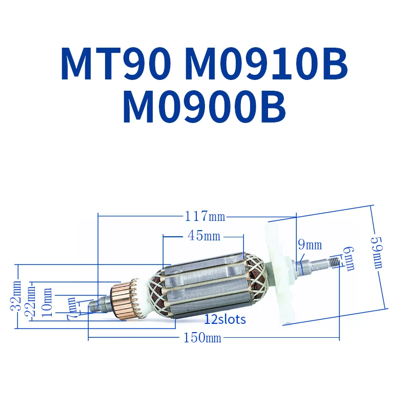 

AC220-240V M0910B Angle Grinder Armature Accessory for Makita MT90 M0910B M0900B Armature Rotor Anchor Replacement Accessory