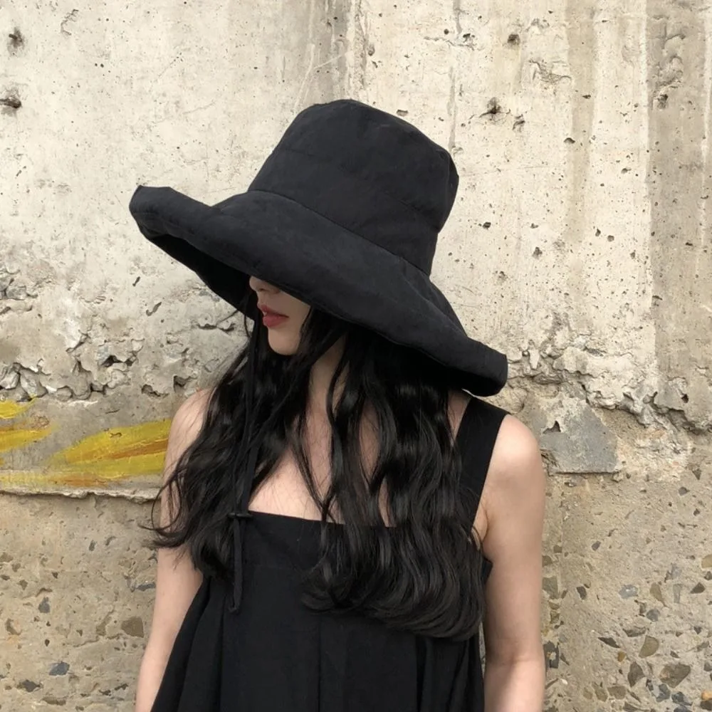 Spring Summer Large Brim Bucket Hat Portable Anti-UV Sun Hat Foldable Panama Hat Women Men view 4