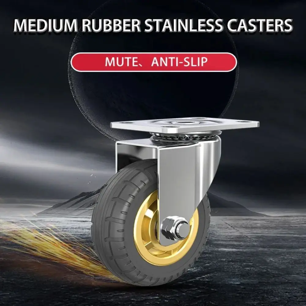 

Noiseless Furniture Caster Heavy Loads Wear Resistant Swivel Caster With Brake Rubber Roller Wheel Tire Trolley Chair Mover