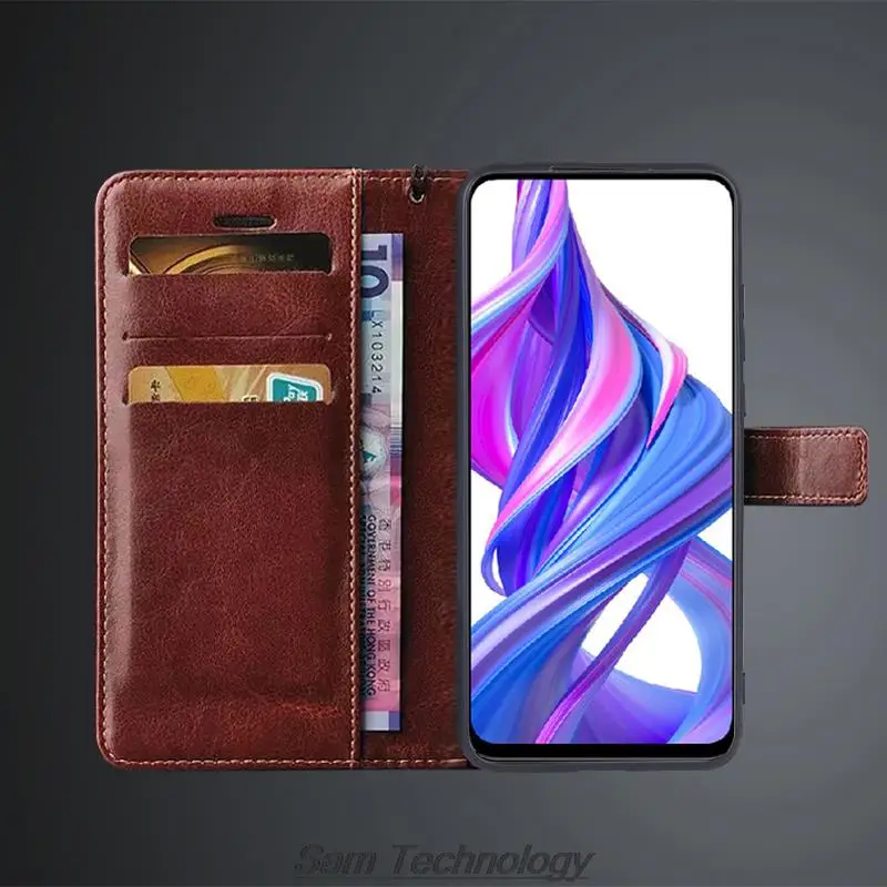 Card Holder Cover Case for Huawei P Smart Pro / P Smart 2019 Pu Leather Flip Cover Retro Wallet Phone Case Business Fundas Coque