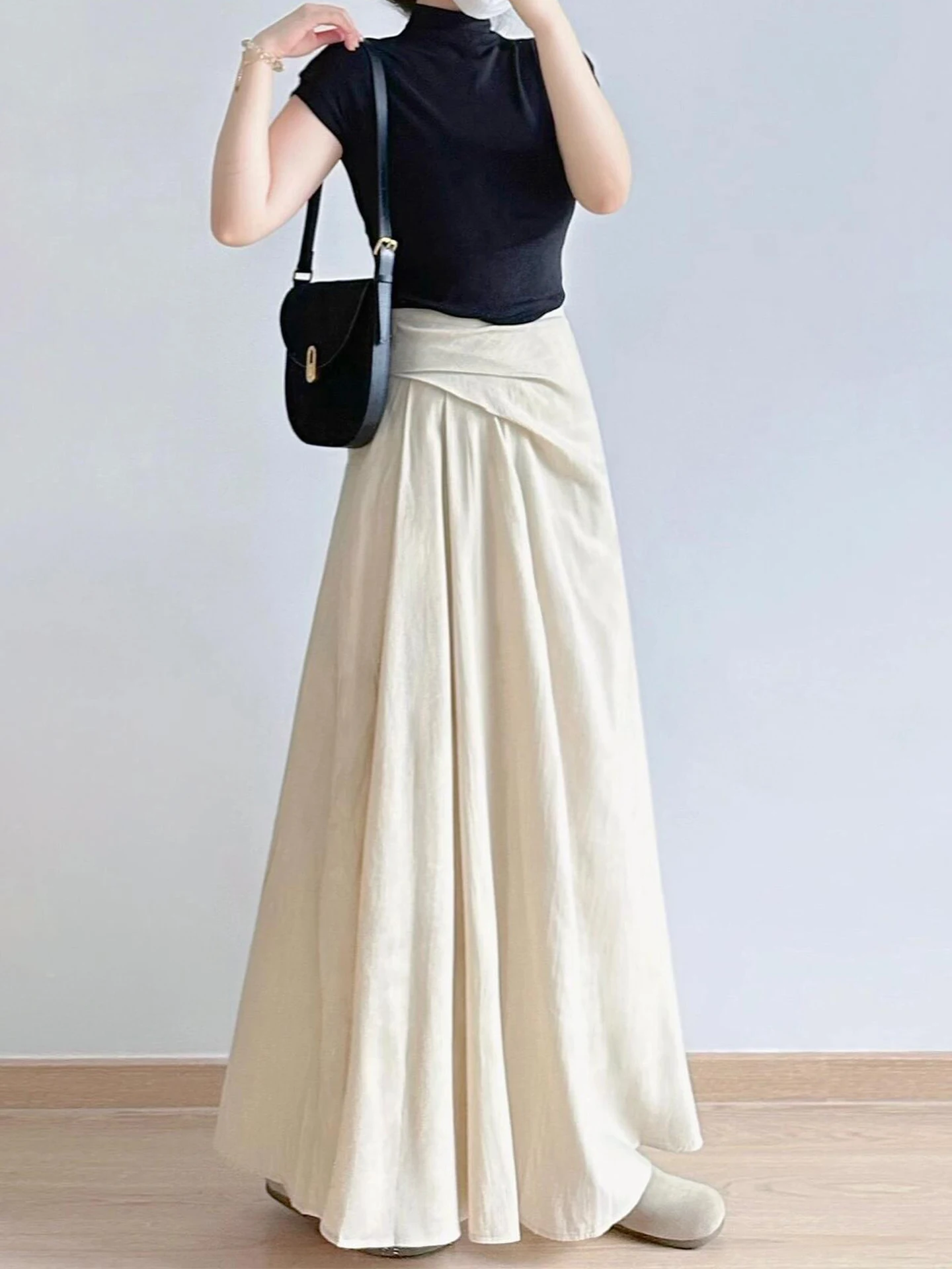 High Waist A-Line Midi Skirt for Pear Shaped Women Thin Irregular Half Skirt Slimming Autumn Season plus Size Women's Skirt