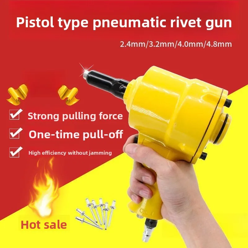 Pistola rivettatrice pneumatica a due griffe, tipo chiodatrice, pinza rivettatrice industriale per rivetti ciechi, macchina rivettatrice