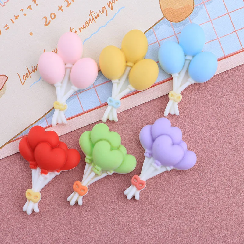 6 Pcs New Kawaii Cartoon Colored Balloons Series Resin Scrapbook Diy Decorative Hair Clip, Pendant Jewelry Parts