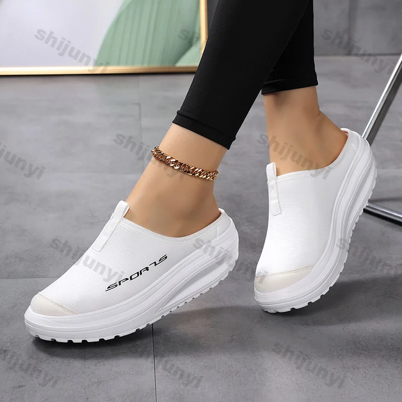 Fashion Woman Platform Vulcanize Shoes Summer New Mules Shoes Comfortable Non Slip Increase Height Casual Large Size Shoes