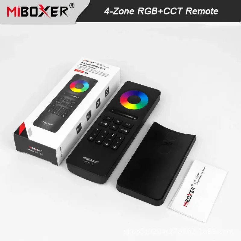 

Miboxer 2,4G полноцветный пульт дистанционного управления 4-зонный RGB + CCT дистанционный 3V RF беспроводной RGBCCT контроллер