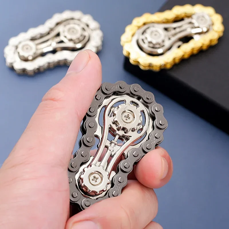 Chaînes engrenages Fidget Spinner Gyroscope pignon du bout des doigts main Spinner chaîne engrenage métal filature Gyroscope Antistress jouets d'anxiété