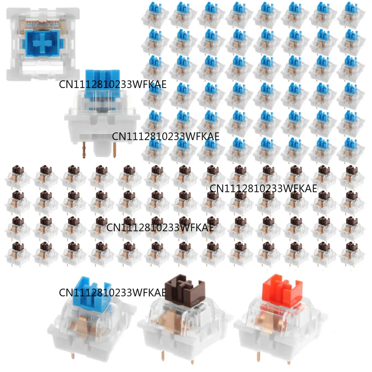 150PCS Switch for Keyboard 3Pin Dustproof Linear Tactile Clicky Silent Switches for MX Mechanical Keyboards Gaming Switch DIY