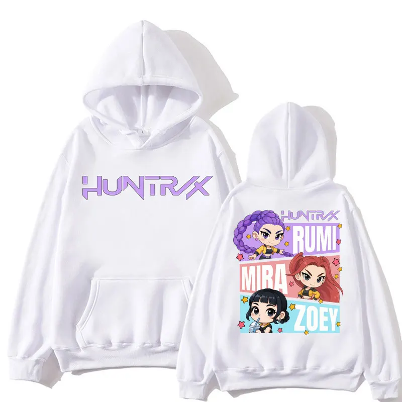 Kpop Anime Demon Hunter Huntrix Girls Hoodies Kawaii Cartoon Manga Men Women Hoody Sweatshirt Oversized Fleece Casual Sportwear