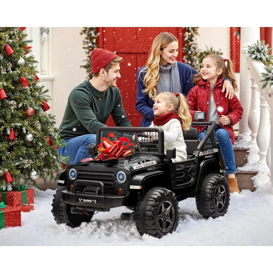 24V XL Ride on Car with Remote Control, 2 Seater 4WD/2WD Switchable Electric Car for Kids w/20 Inch Wide Seat, 4X200W Power Car