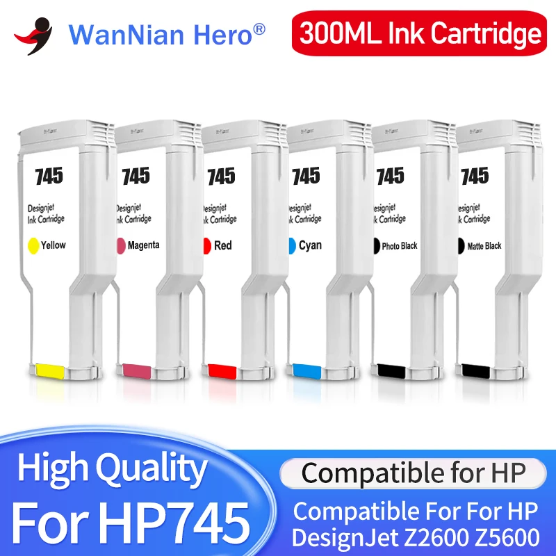 

300ML 745 745XL Compatible Color Inkjet Ink Cartridge Compatible for HP HP745 DesignJet Z2600 Z5600 Printer plotter cartridge