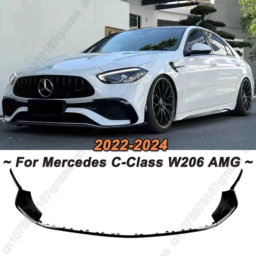 For Mercedes Benz C Class W206 S206 C200 C260 C43 AMG 2022-2024 Front Protector Bumper Lip Tuning Accessories Splitter Body Kit