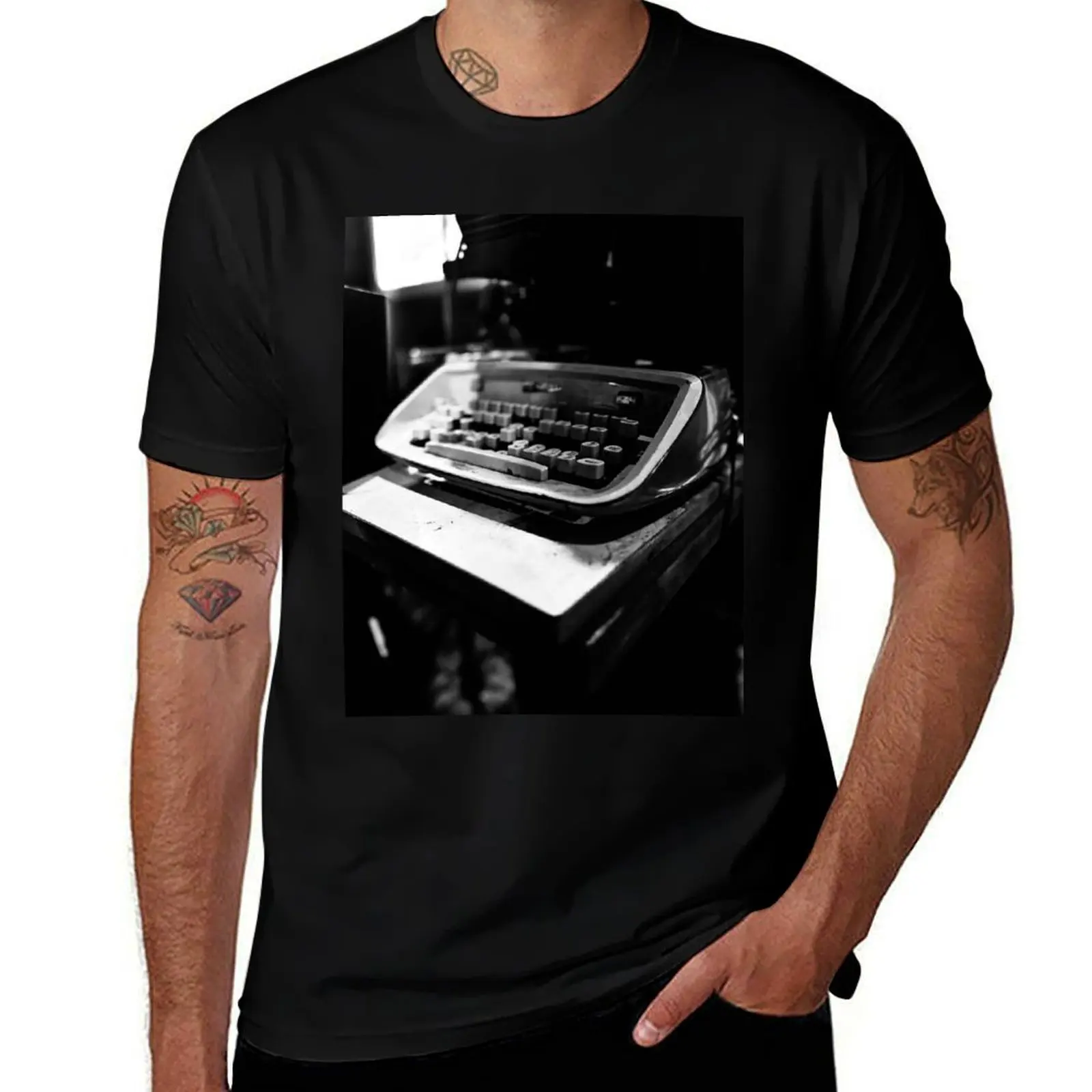 

Black and White Typewriter Photography T-Shirt customs design your own kawaii clothes plus size clothes tshirts for men