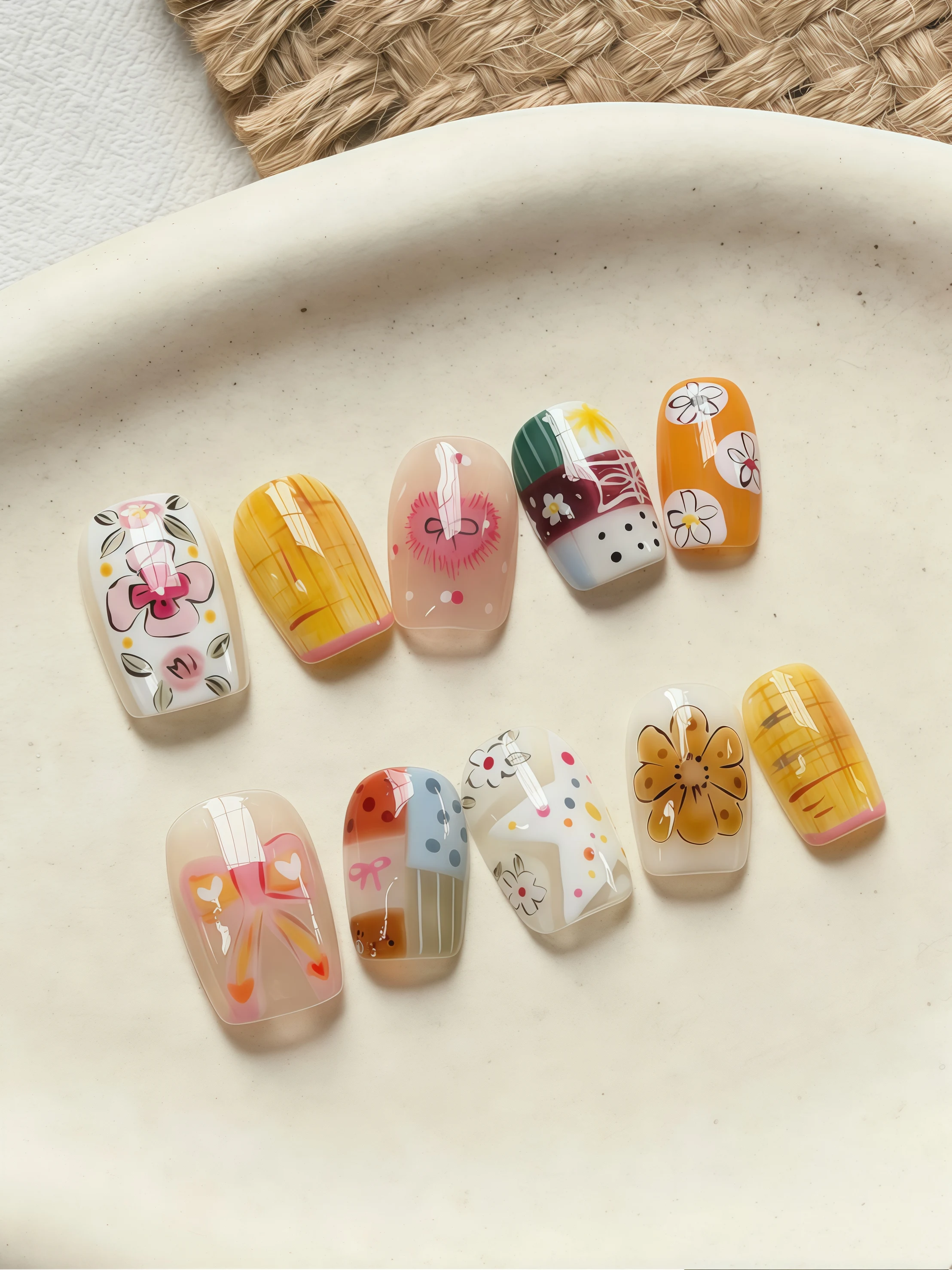 Pressed Flower Art - 10 Pieces of Short Square Round