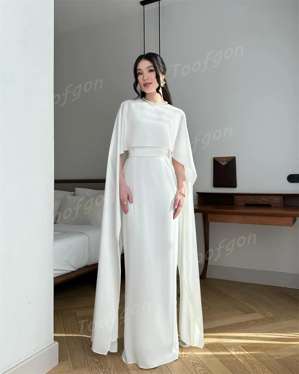 Toofgon Customized 2 Pcs Mermaid Prom Dresses With Jacket Cape Sleeve Evening Gowns Floor Length Women Formal Party Dress 2025