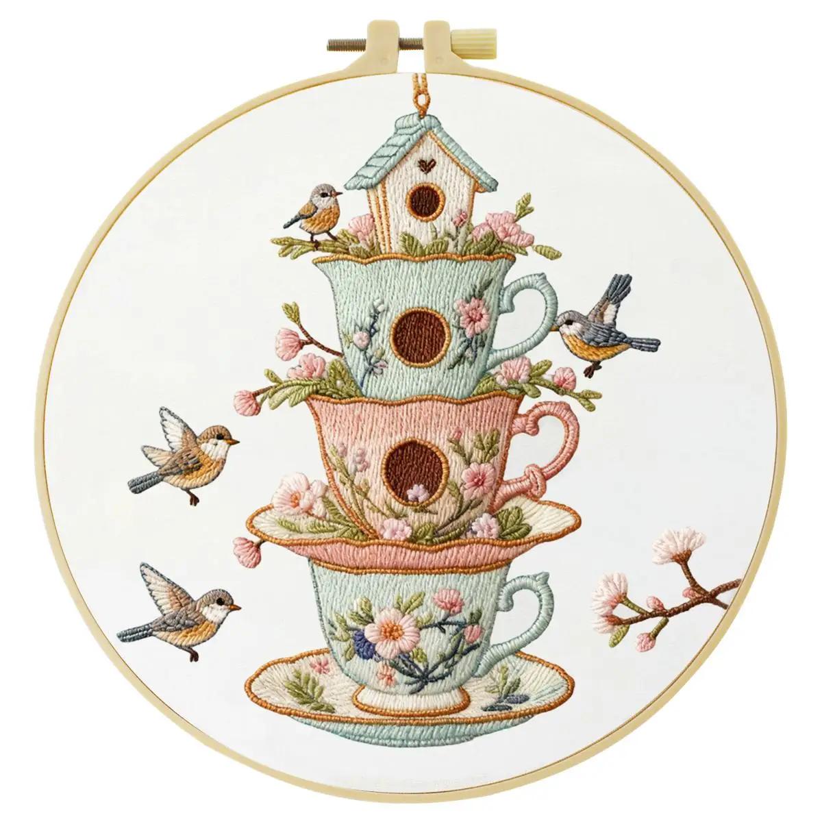 1 Stück 20X20CM/15X15CM 7,87/6,3 Zoll Vogelnest-Stickerei-Starter-Kit DIY-Kit DIY-Stickerei-Set Handarbeiten Nadelkunst – Detail 3