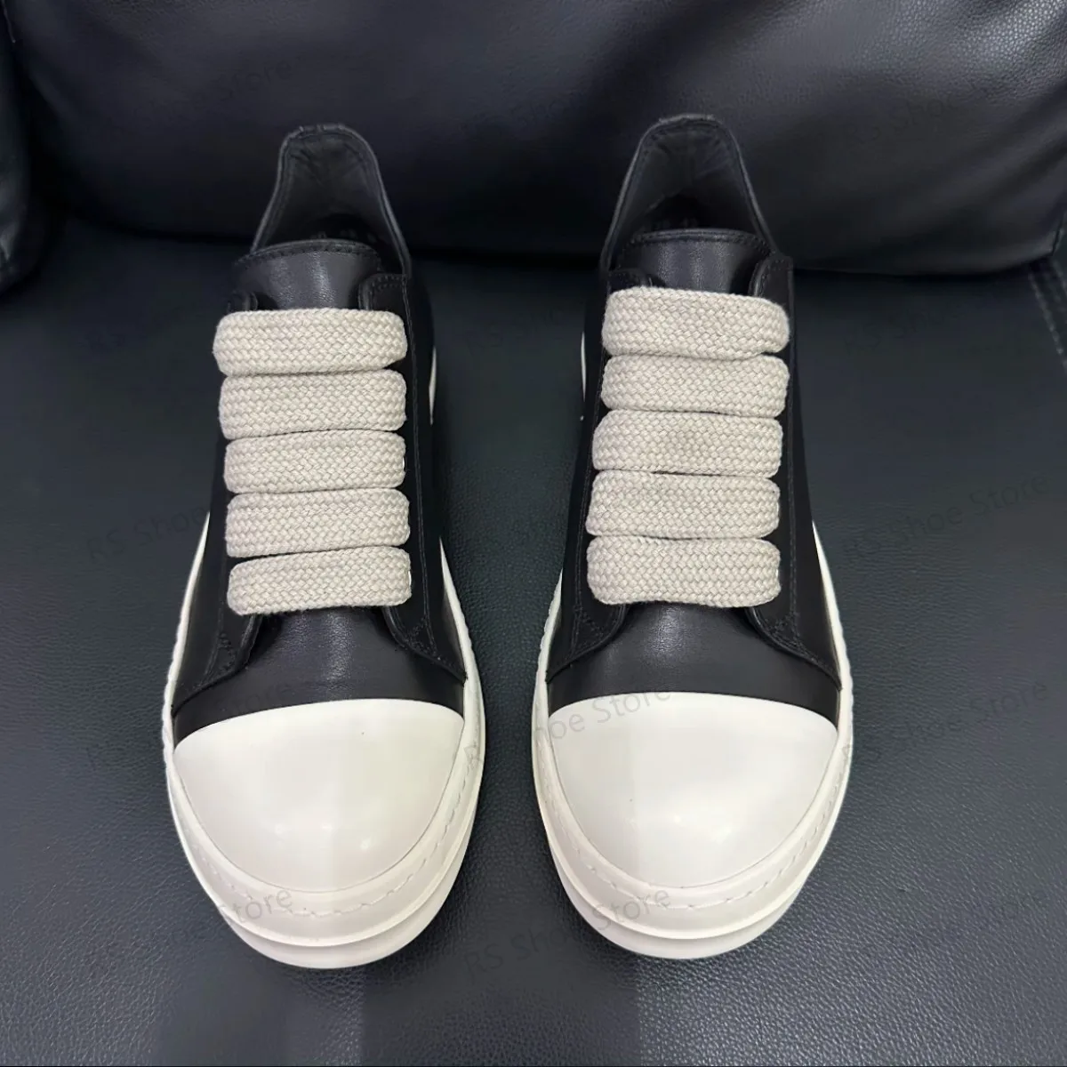 

Классические дизайнерские кроссовки Ro: мужские низкие кеды из натуральной кожи, женские черные кожаные повседневные туфли, универсальные ретро-кроссовки на плоской подошве с широкими шнурками