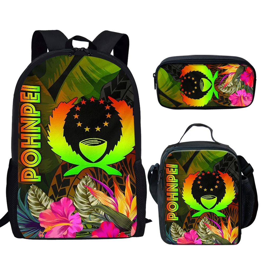 

School Bags Pohnpei Polynesian Tribal Plumeria Print Backpack for Kids Girls Back Pack Schoolbags Orthopedic Rucksack Mochilas