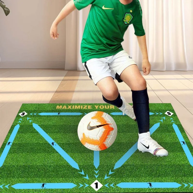 

Football Training Mat Household Kids Football Footstep Training Pad Rectangular Simulated Lawn Soccer Carpet Non-slip Floor Mat