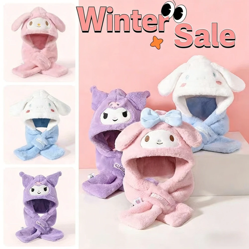 

Хит продаж: плюшевый шарф и шапка Kawaii Sanrio, мягкие и теплые, идеальный подарок на осень и зиму