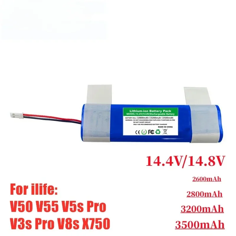 100% Original 14.8V 2.6Ah 3.5Ah 18650 Lithium Battery For ILIFE V3s Pro, V50, V5s Pro, V8s, X750 Robot Vacuum Cleaner Battery