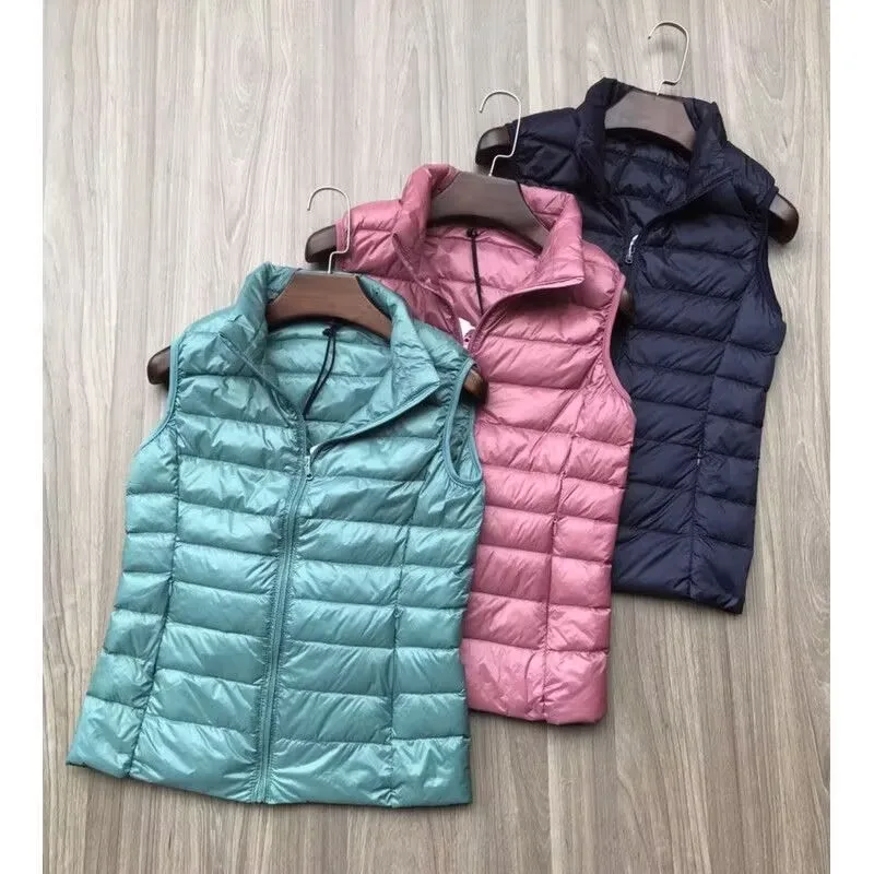 Packable Ultra-light Sleeveless Women's Winter Down Jacket White Duck Feather Warm Waistcoat Down Vest Outerwear Coats for Woman