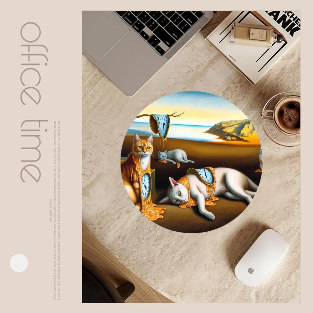 แมวน่ารัก Mouse Pad Vintage Starry Night อุปกรณ์เสริมสําหรับเล่นเกม Mousepad Van Gogh แผ่นรองเม้าส์ Gamer โต๊ะคอมพิวเตอร์ Mousemats 20x20 ซม.