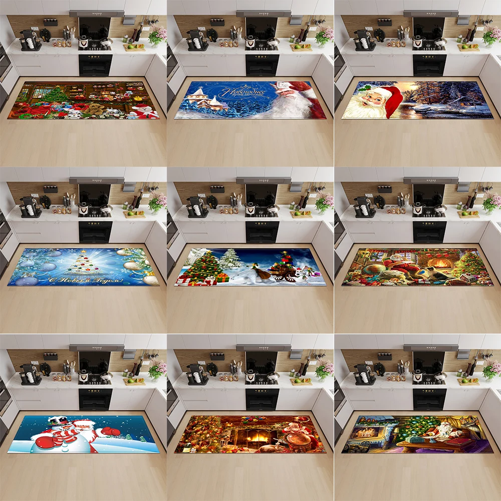 Christmas kitchen living room bedroom floor decoration carpet home entrance door mat corridor bathroom  anti-slip foot 