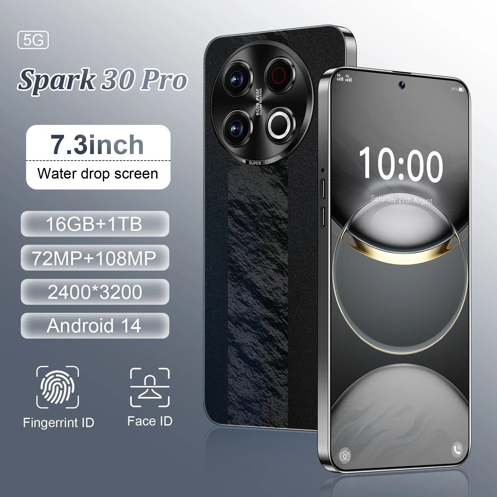 

Global version Spark 30 Pro 5G Smartphone Original 6.8 inch HD square meter 108MP camera 6800mAh battery dual SIM unlock Phone