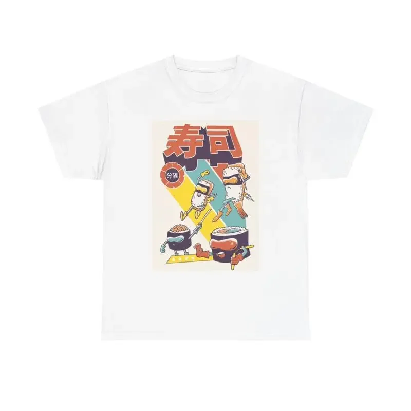 Sushi Attack Lustiges T-Shirt mit Witzmotiven aus schwerer Baumwolle