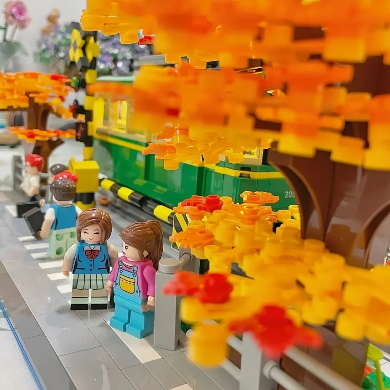 Klocki konstrukcyjne Slum Dunk Kamakura, model ulicy z kwiatami wiśni, ozdoby kolekcjonerskie, zabawki, prezenty urodzinowe