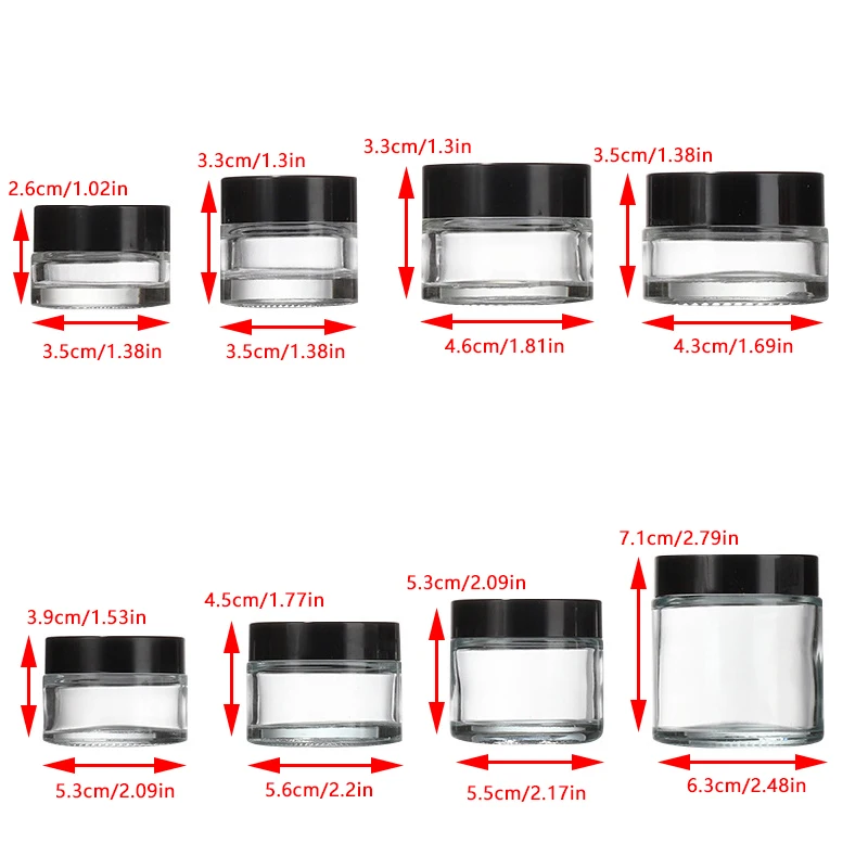 Plastic Empty Jars With Black Lids Canister Face Cream Container Storage Box Portable Travel Bottle Home Supply Makeup Tool