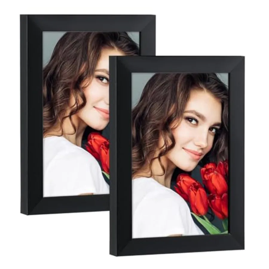

Picture Frame Set of 2, Wooden Picture Frames with HD Plexiglass Display Photo, Horizontal and Vertical for Wall and Tabletop