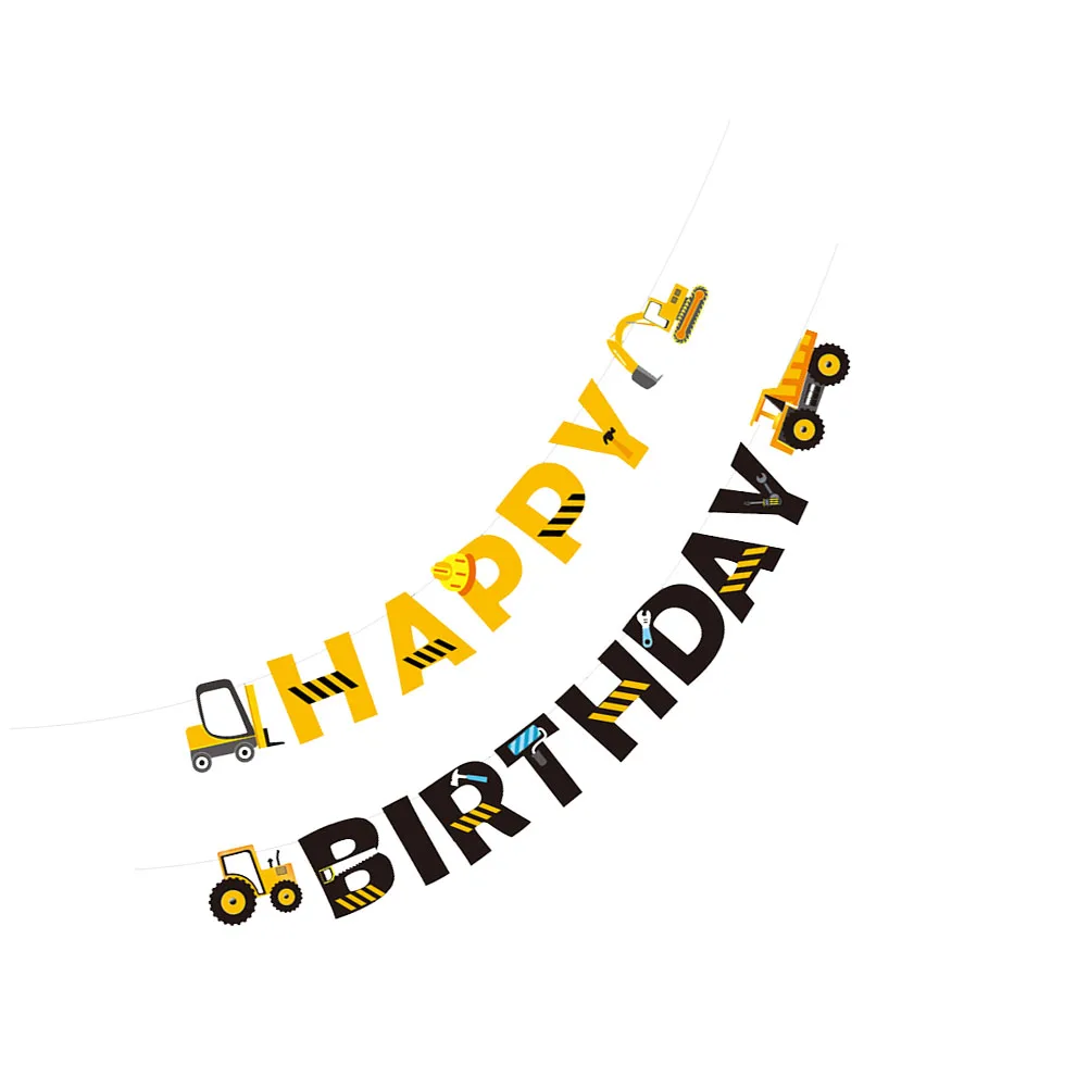 

Birthday Banner for Kids Party Garland Construction Car Theme Banner For Birthday Paper Hanging Festive DIY Decor