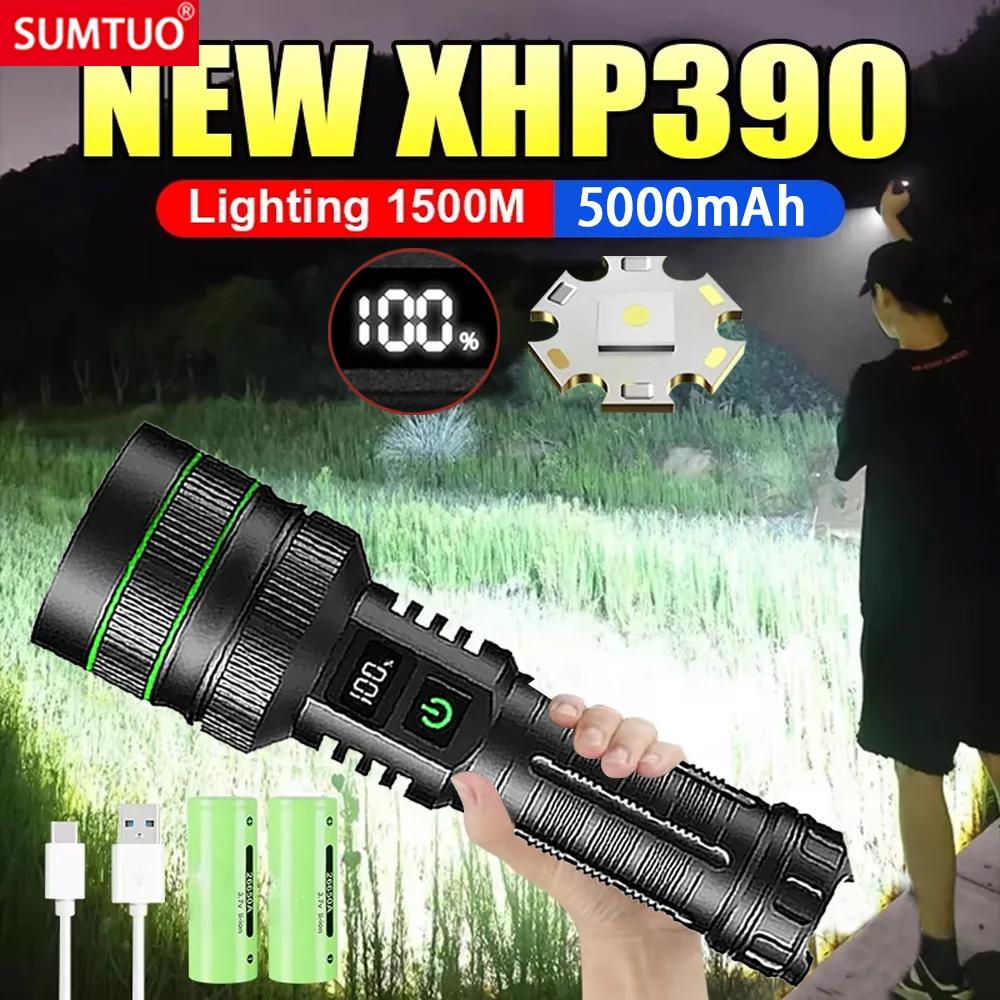 Most Powerful High Power Led flashlight 1000000LM XHP390 Rechargeable Led Flashlight Zoom Outdoor Tactical Lantern Hunting Torch